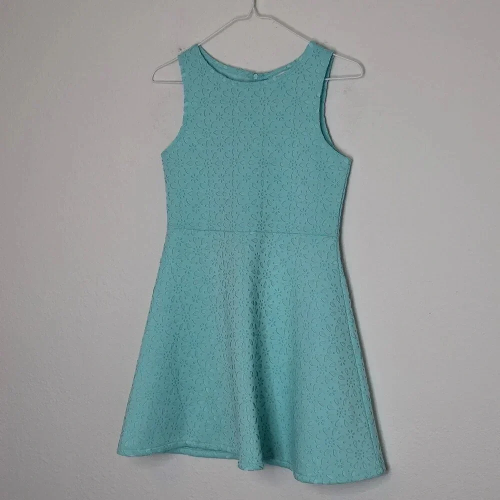 The Childrens Place Dress Daisy Floral Sz L 10/12 Laser Cut Party Coquette - Picture 3 of 16